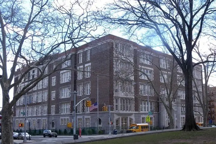 An exterior shot of PS 169 a five-story school located in Sunset Park, Brooklyn.